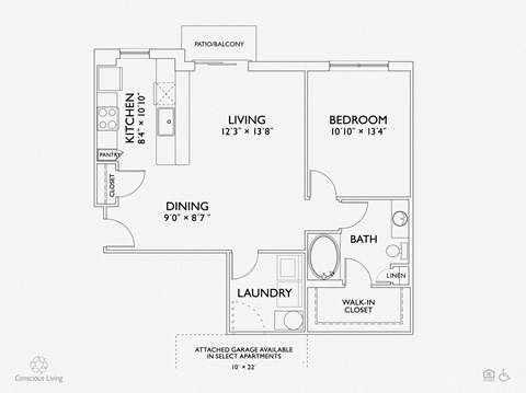 A7 floor plan at Penn Circle, Carmel, Indiana